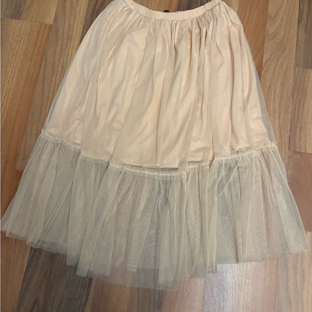 Zara Cream A-Line Tulle Skirt
